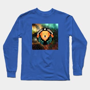 Dog Head in Leaves and Galaxy Long Sleeve T-Shirt